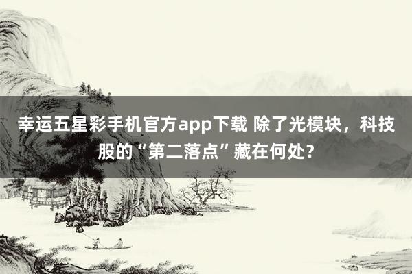 幸运五星彩手机官方app下载 除了光模块，科技股的“第二落点”藏在何处？